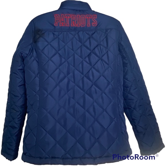 NFL Team Apparel Women’s Puffer Quilted Coat L Navy Blue Full Zip Collared - Picture 6 of 16